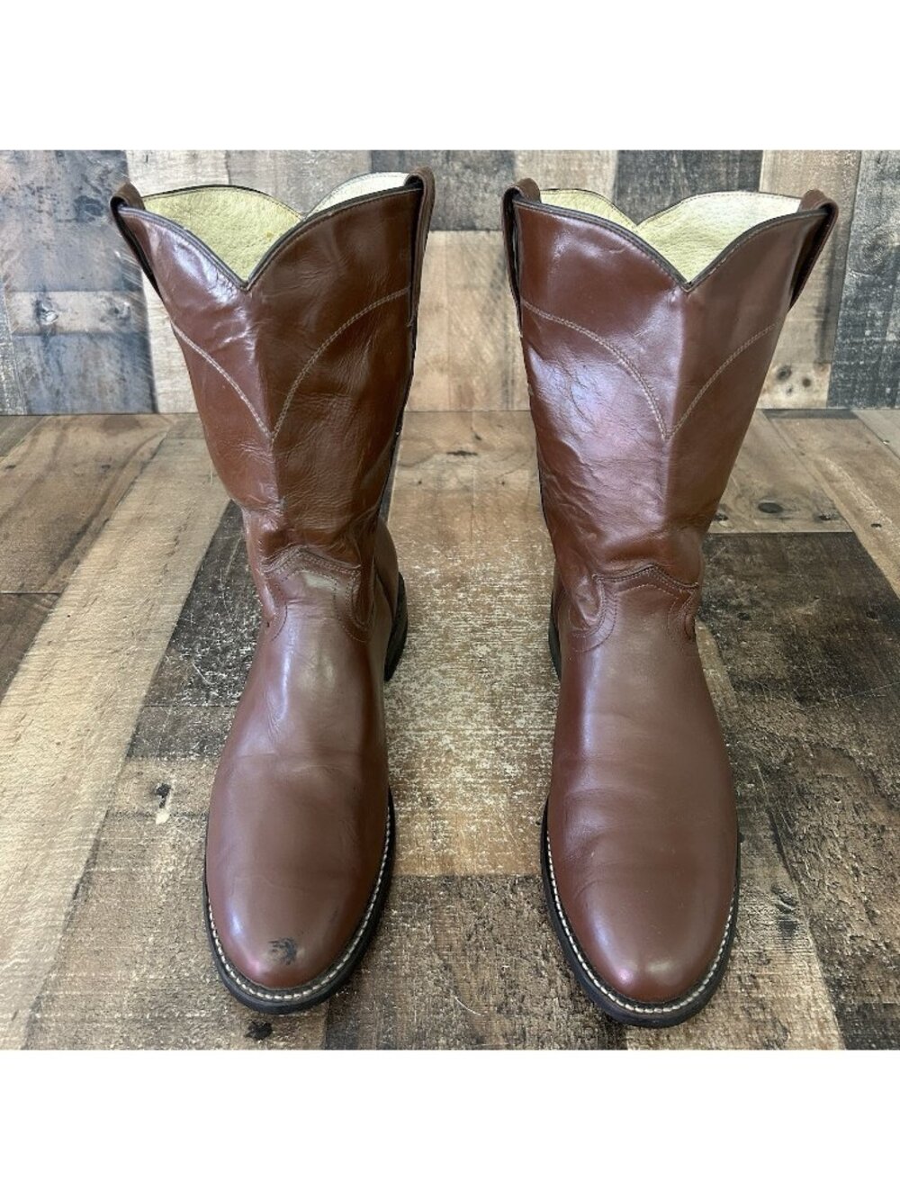 Cowtown Vintage Brown Round Toe Western Cowboy Boots Mens 12 D